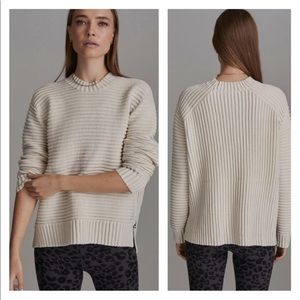 Varley Ribbed Side Zip Relaxed Sweater Sz L NWT